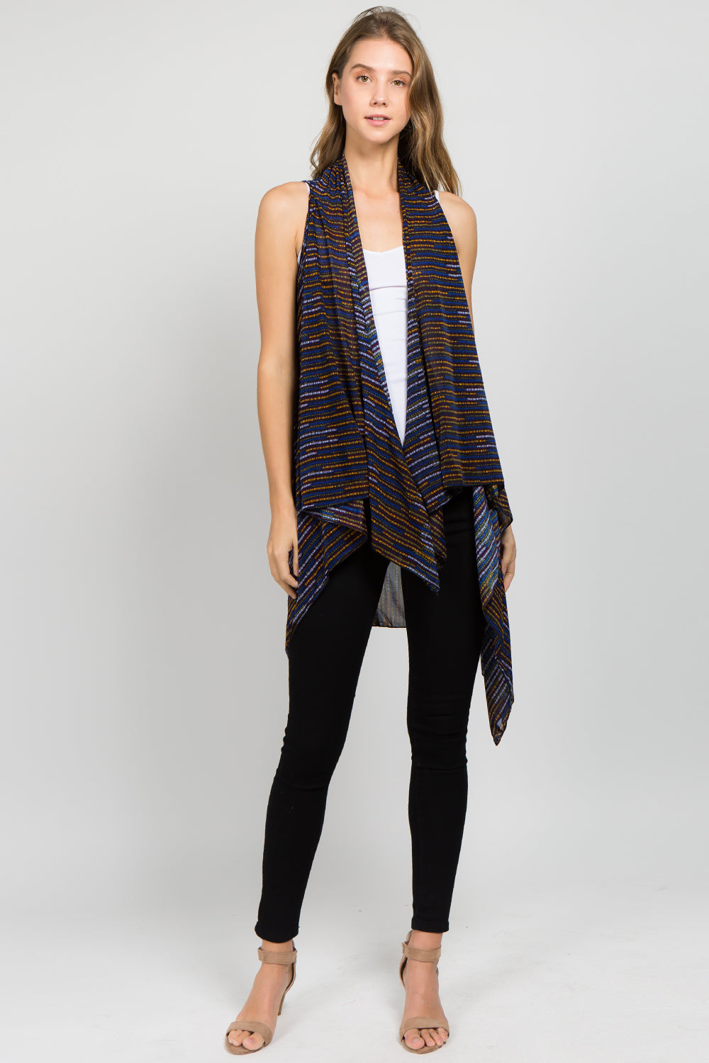 SN-538 multi color stripe stretchy vest