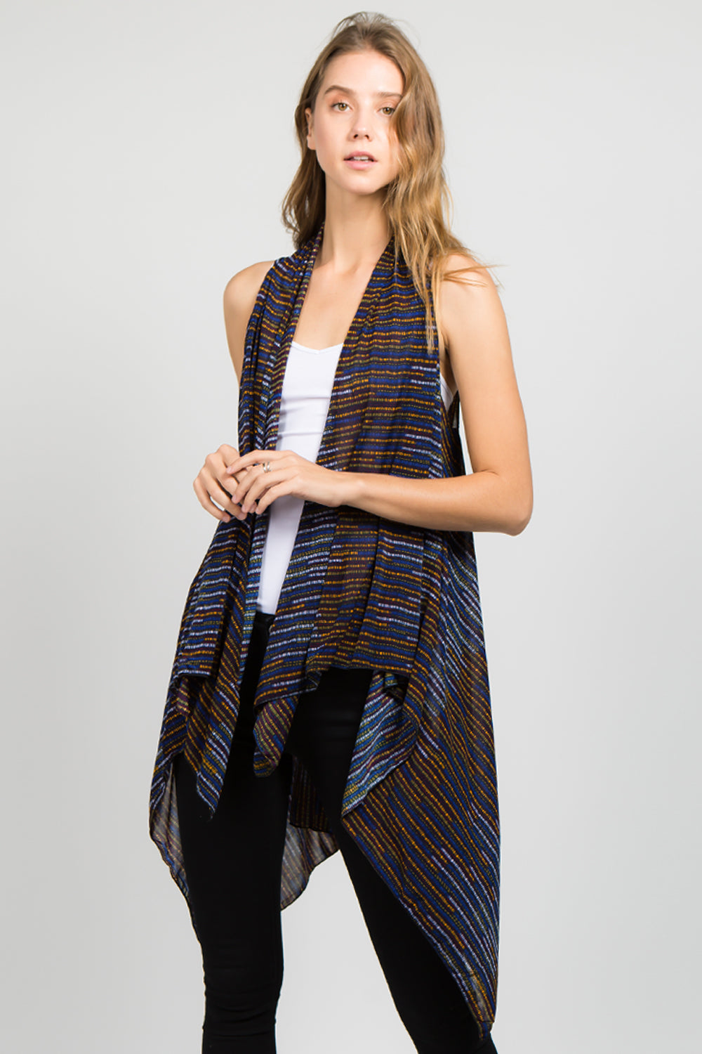 SN-538 multi color stripe stretchy vest