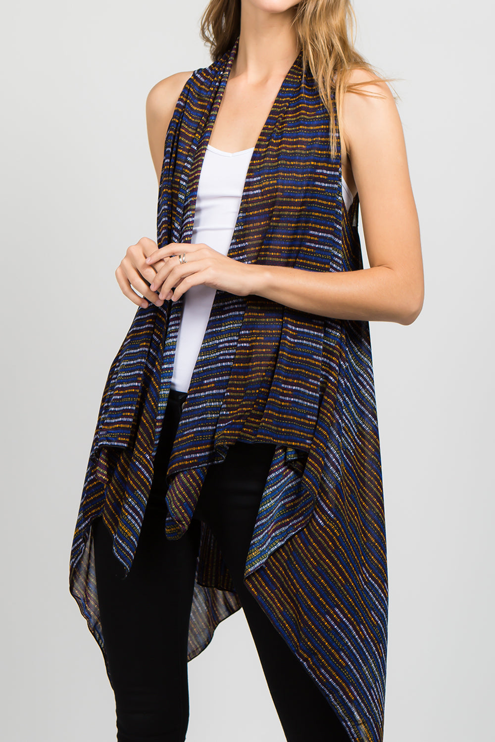 SN-538 multi color stripe stretchy vest