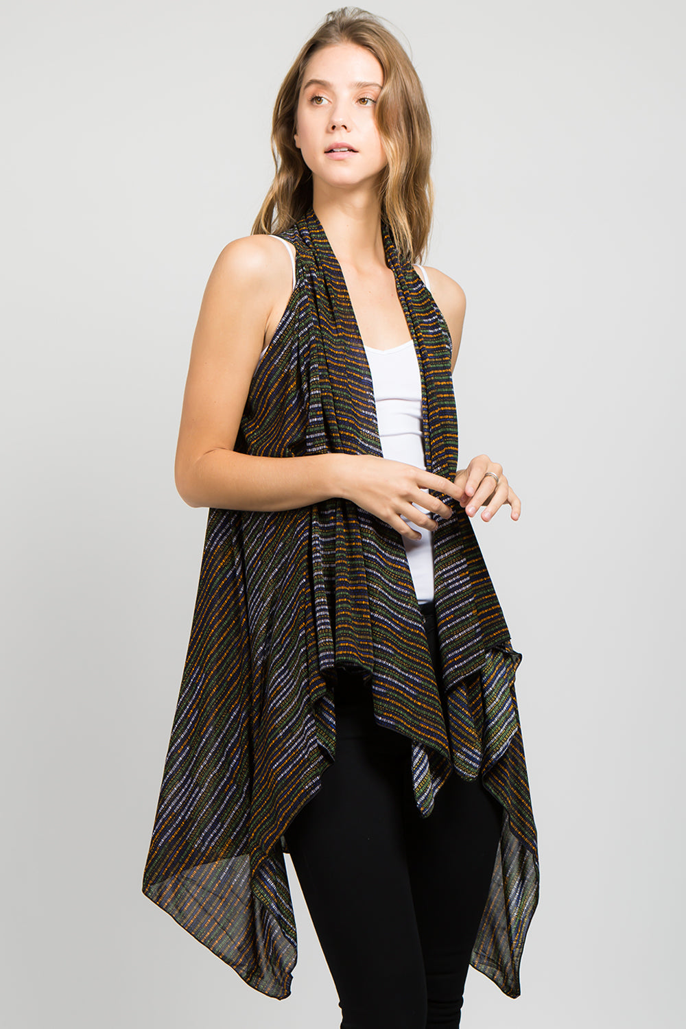 SN-538 multi color stripe stretchy vest