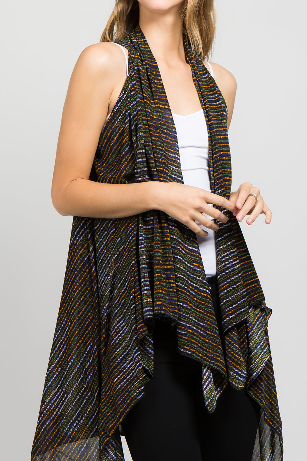 SN-538 multi color stripe stretchy vest