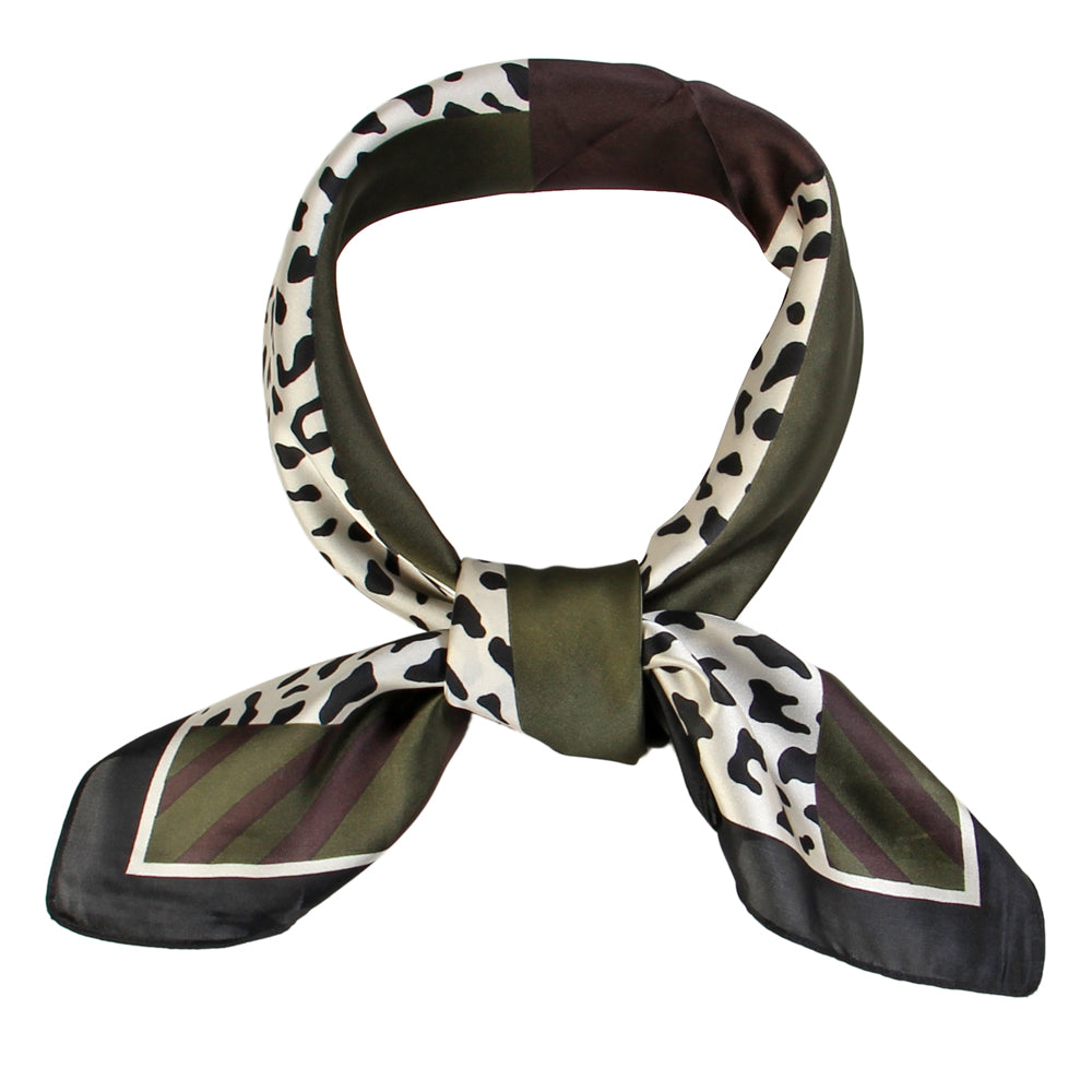 SS-3305 leopard and color block design sqaure scarf