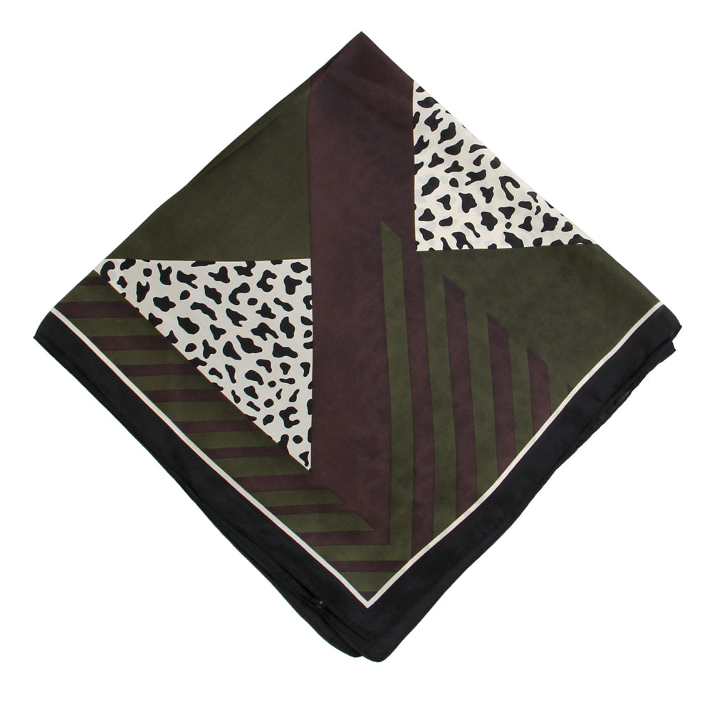 SS-3305 leopard and color block design sqaure scarf