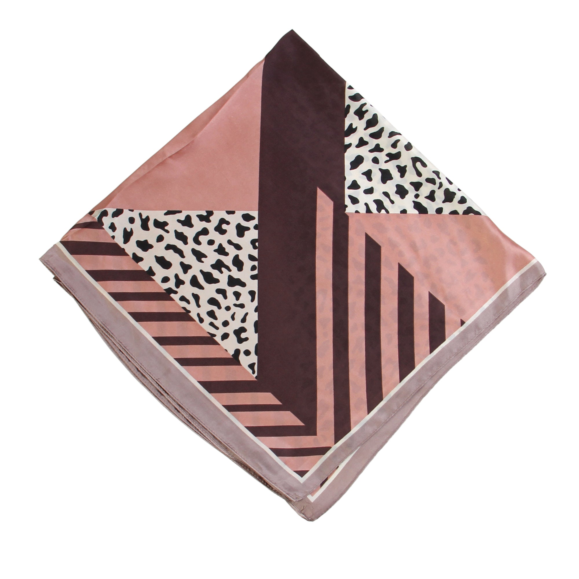 SS-3305 leopard and color block design sqaure scarf