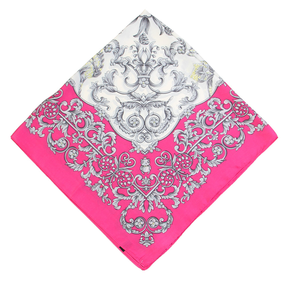SS-3308 floral and border design silky square scarf
