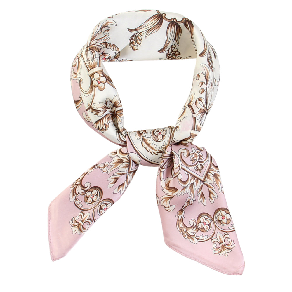 SS-3308 floral and border design silky square scarf