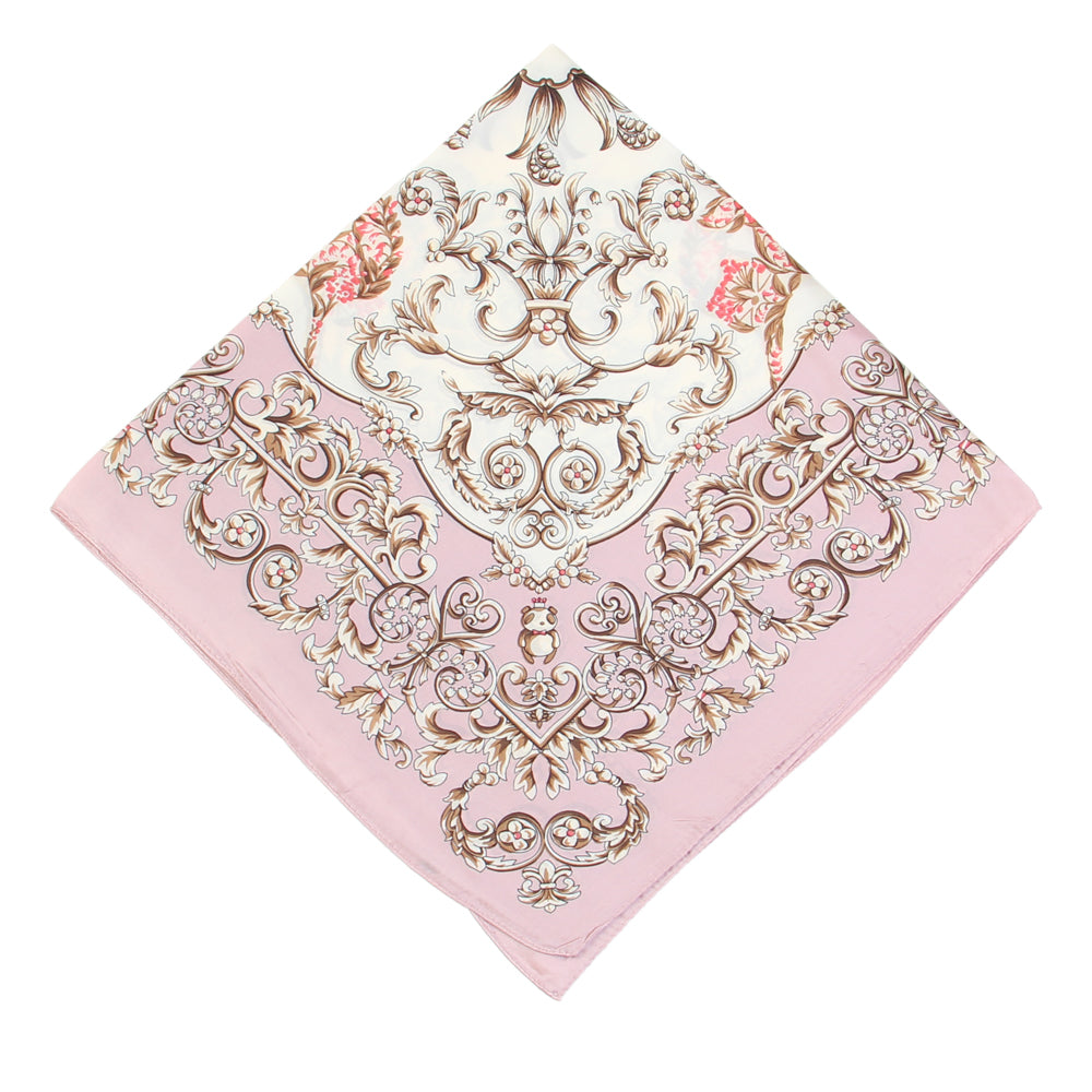 SS-3308 floral and border design silky square scarf