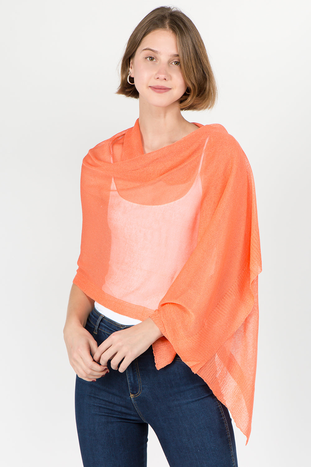 SV-8631 sheer shawl with buttons