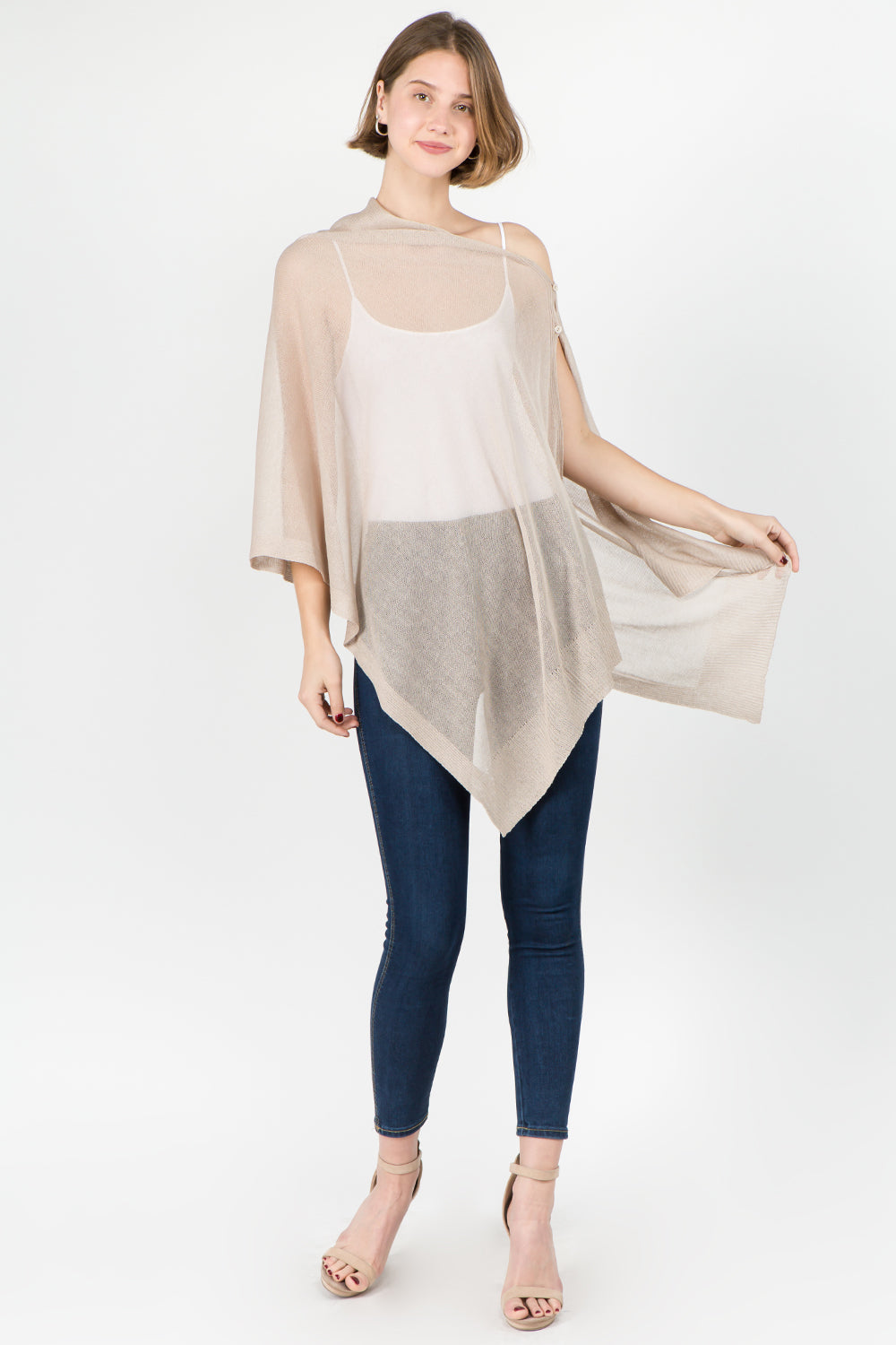 SV-8631 sheer shawl with buttons