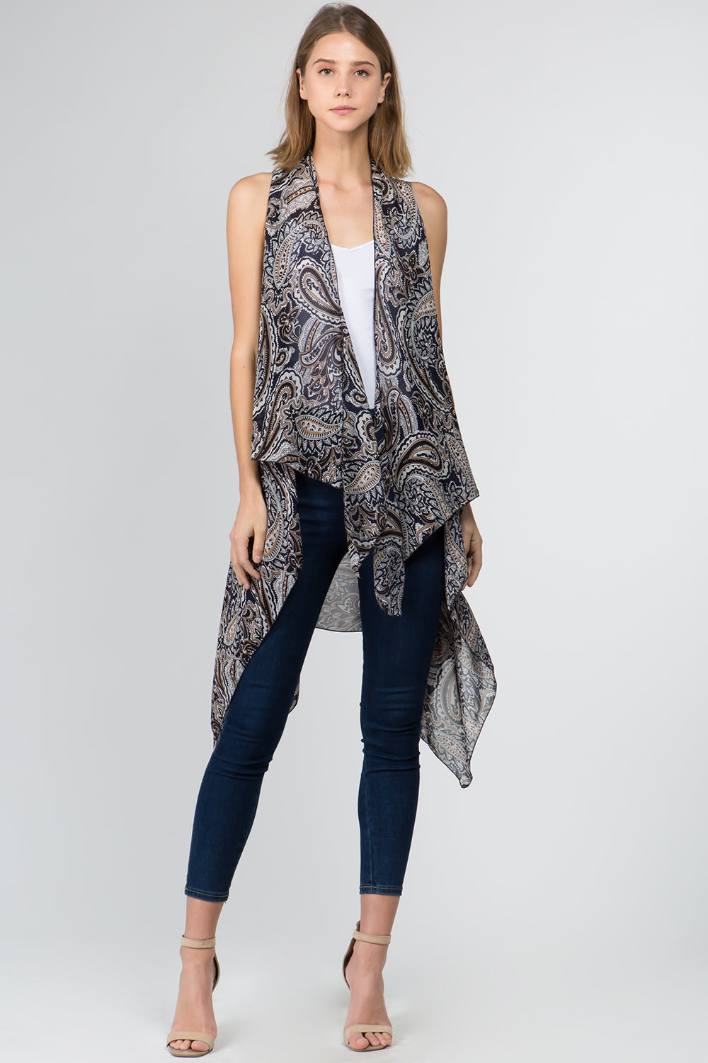 VP-9071 two tone paisley design vest