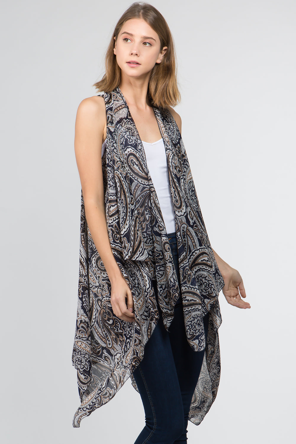 VP-9071 two tone paisley design vest
