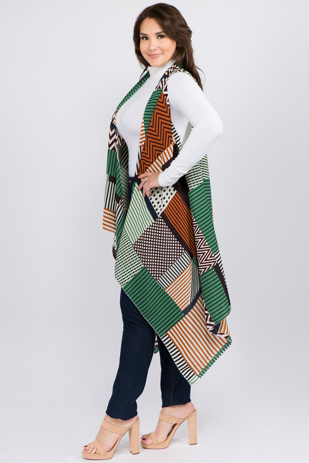 VP-92B8P zigzag stripe design vest plus size
