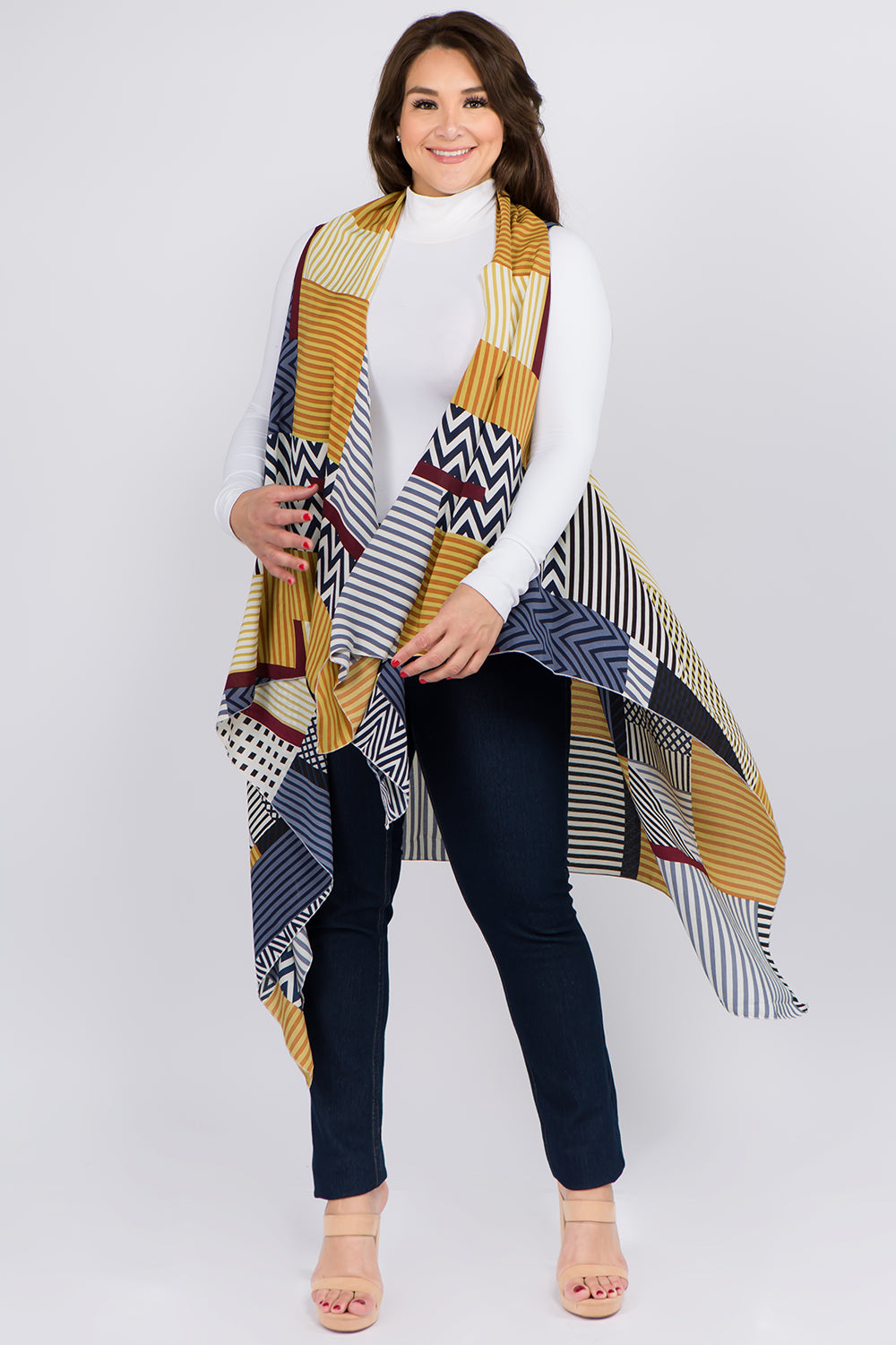 VP-92B8P zigzag stripe design vest plus size
