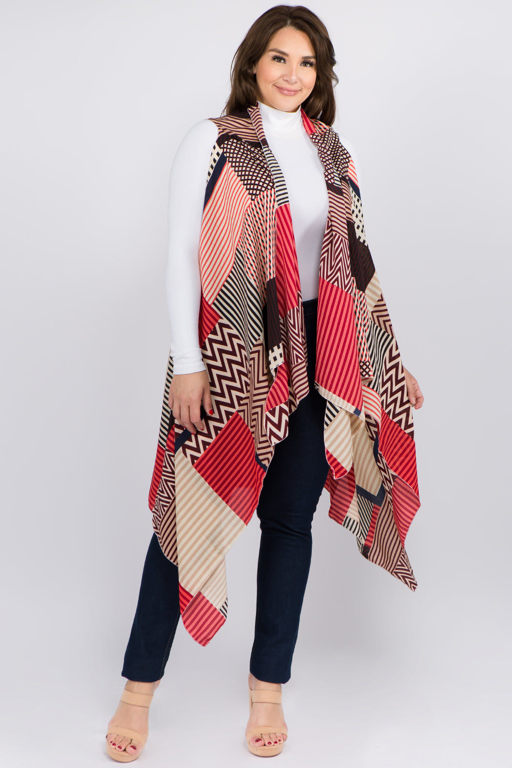 VP-92B8P zigzag stripe design vest plus size