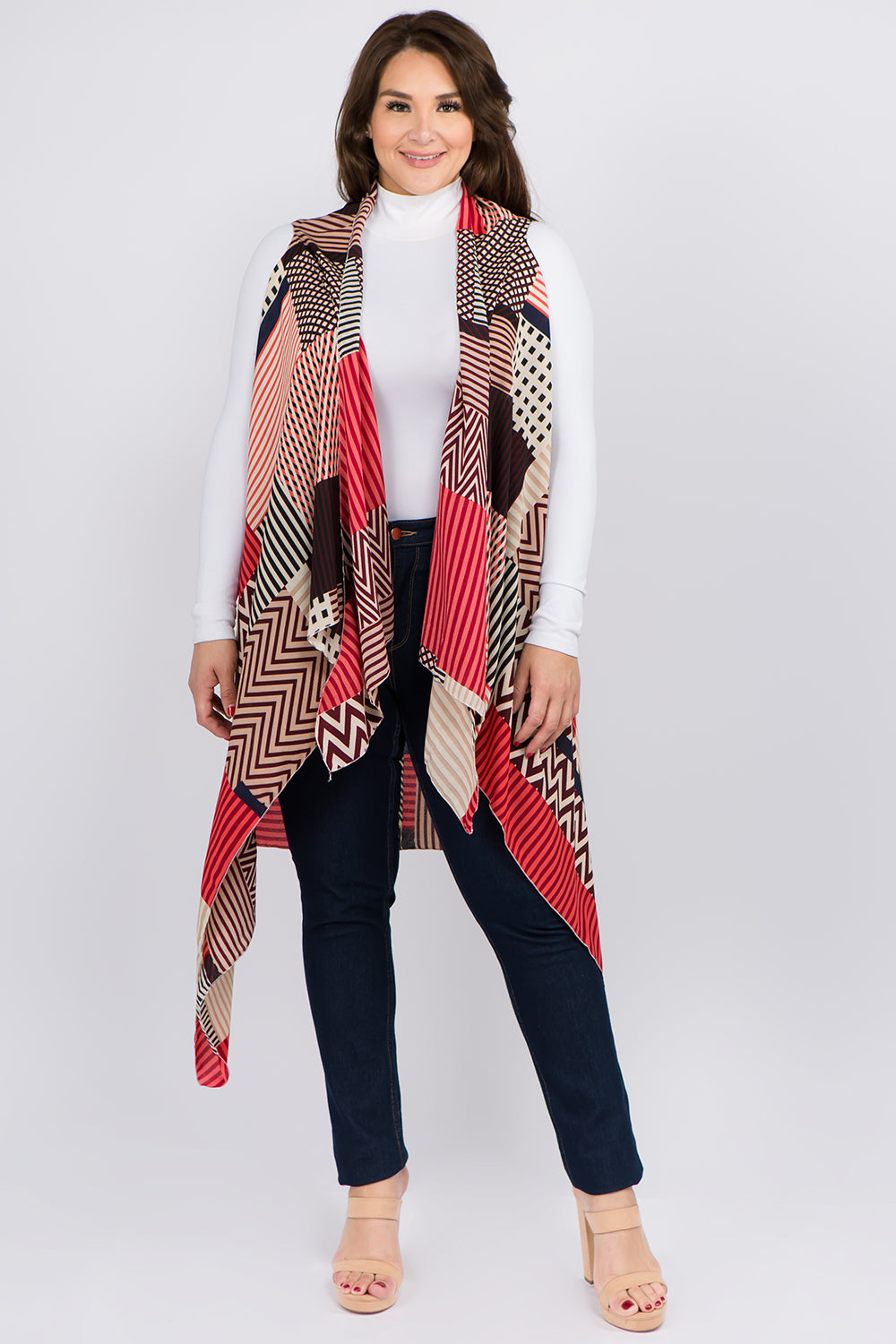 VP-92B8P zigzag stripe design vest plus size