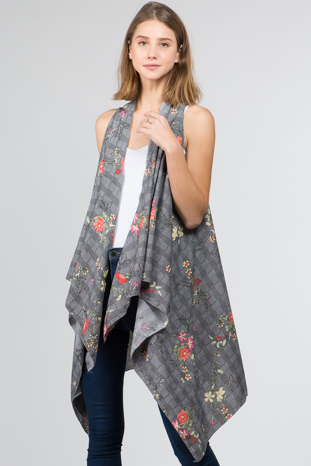 VP-9341 flower over checker design vest