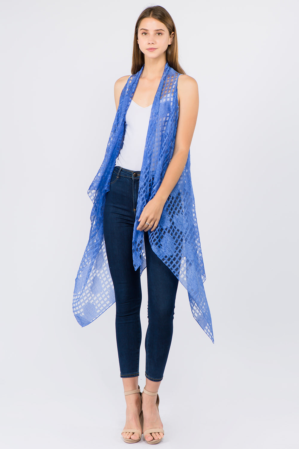 VP-9511 see through line floral design vest