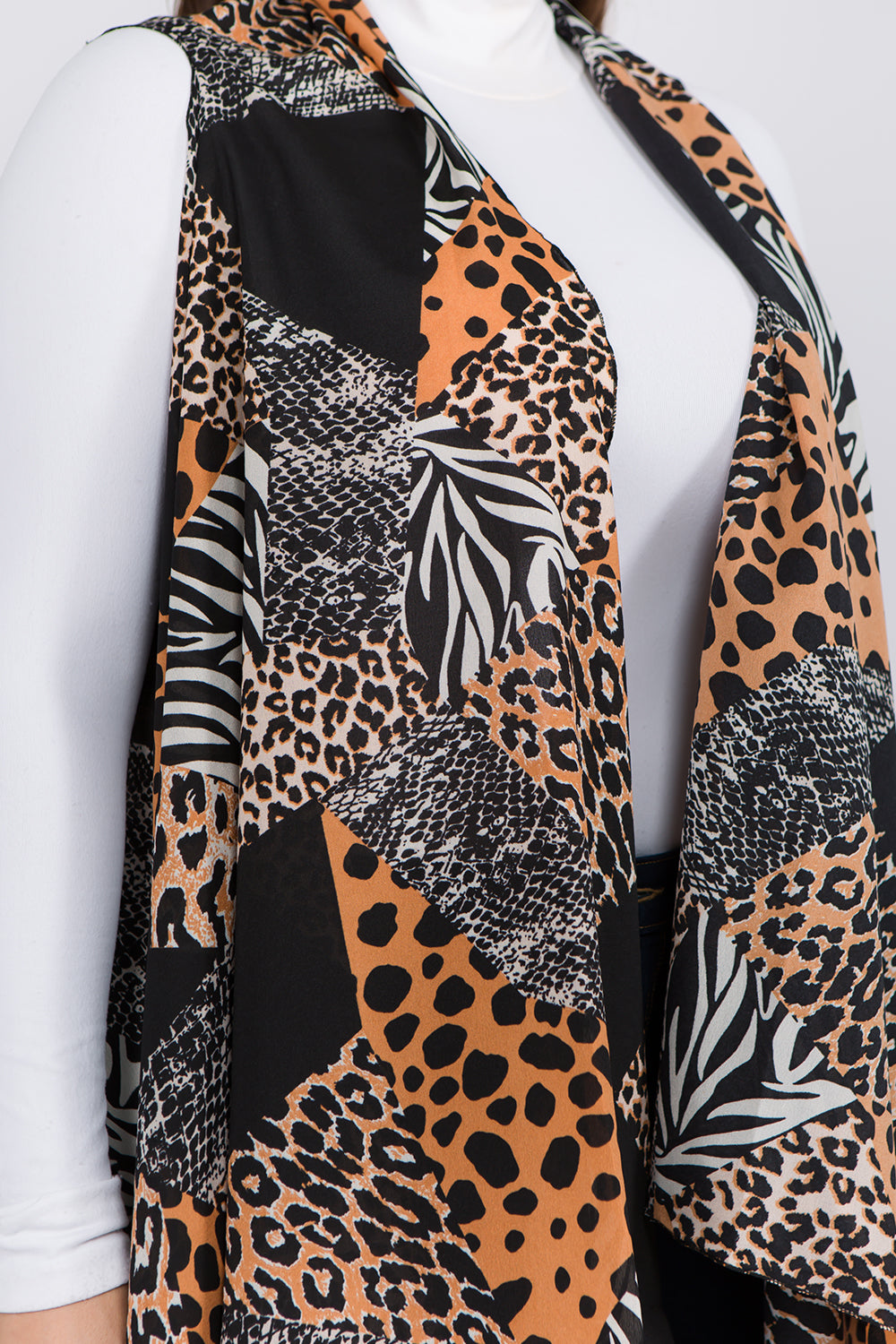 VP-95B4P multi animal patchwork design vest plus size