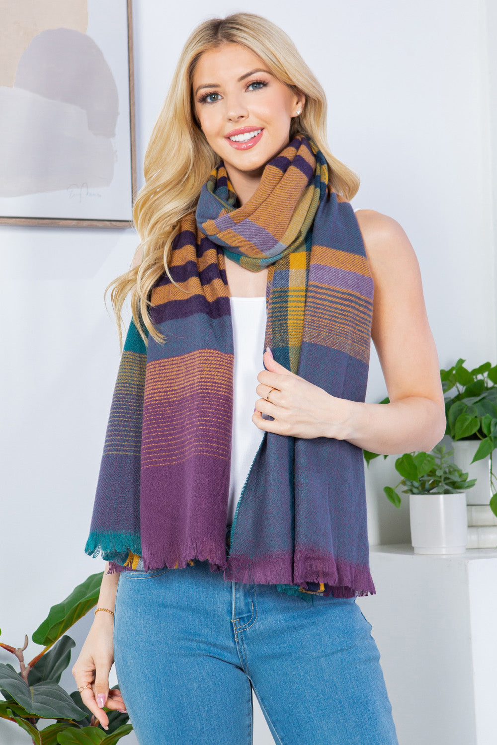 GAO-4266 plaid shawl