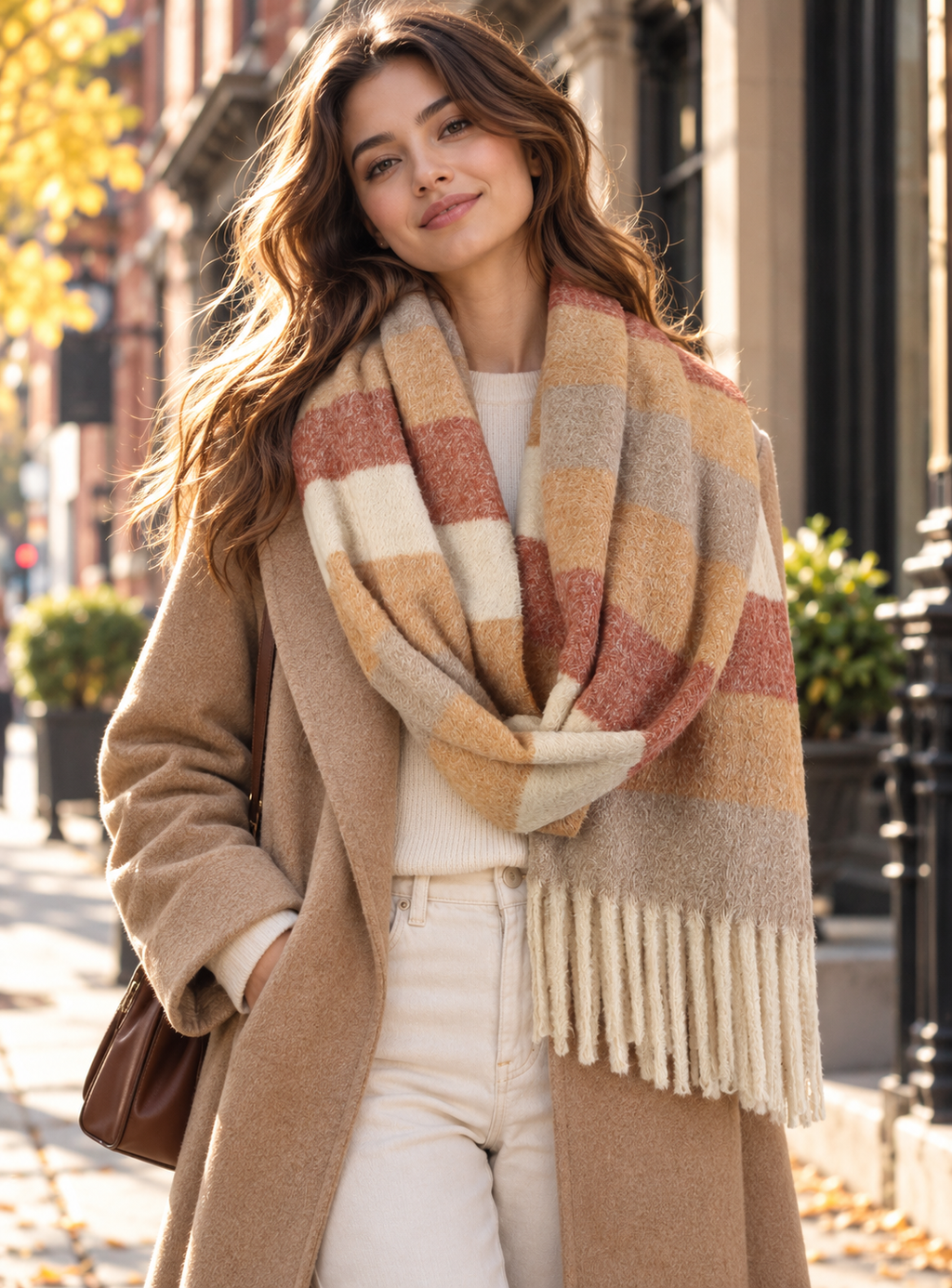 Cozy Oversized Plaid Fringe Scarf GAO-4370