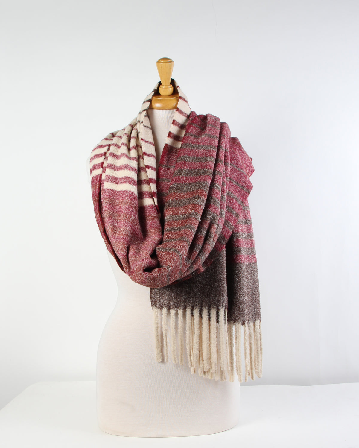 Cozy Oversized Striped Fringe Scarf  GAO-4371