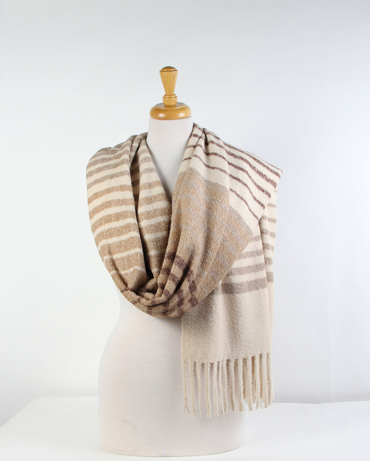 Cozy Oversized Striped Fringe Scarf  GAO-4371