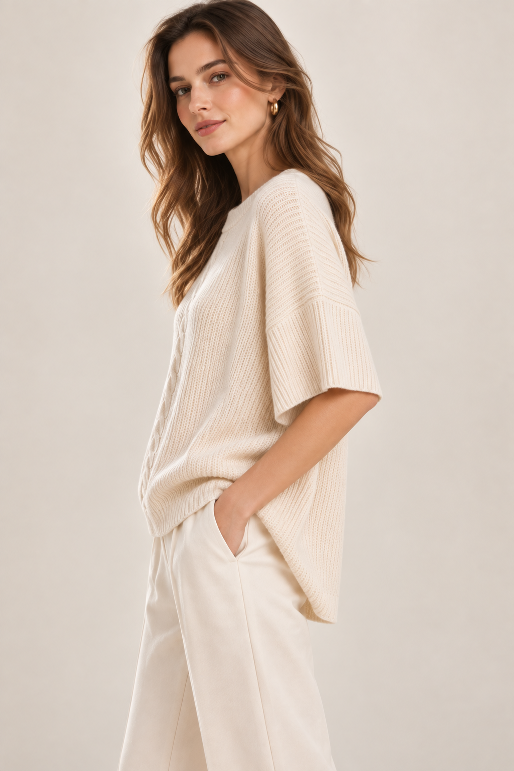 Cable Knit Poncho Top GAP-4351