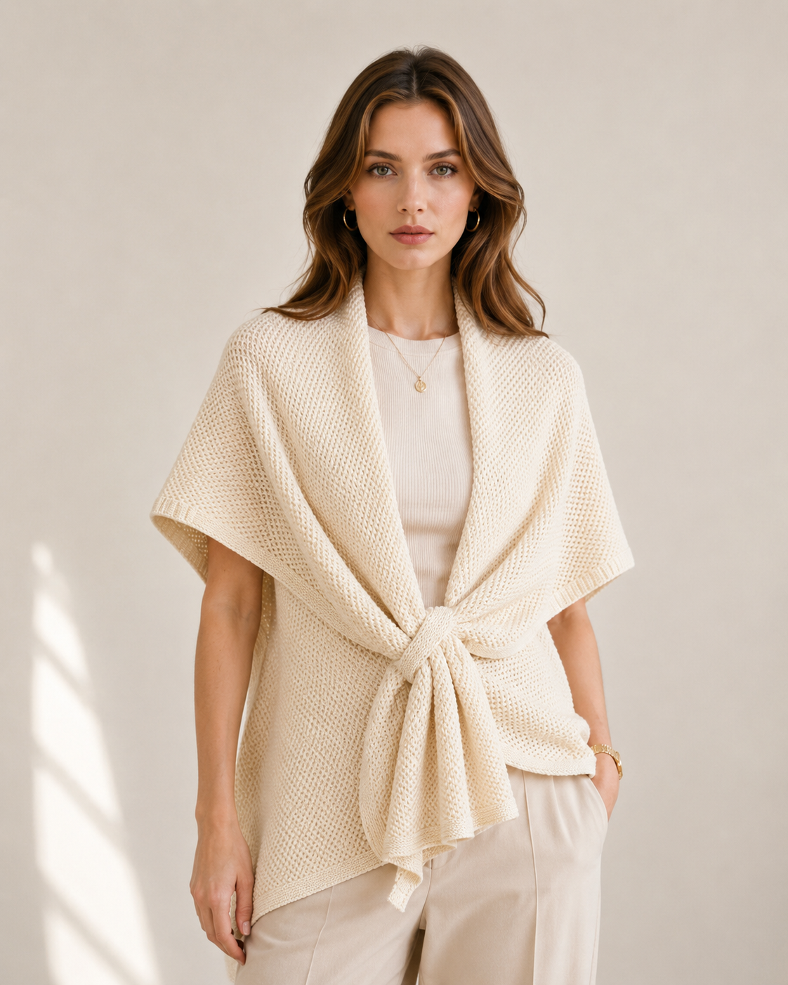 GAS-4335 Soft Knit Twist Poncho