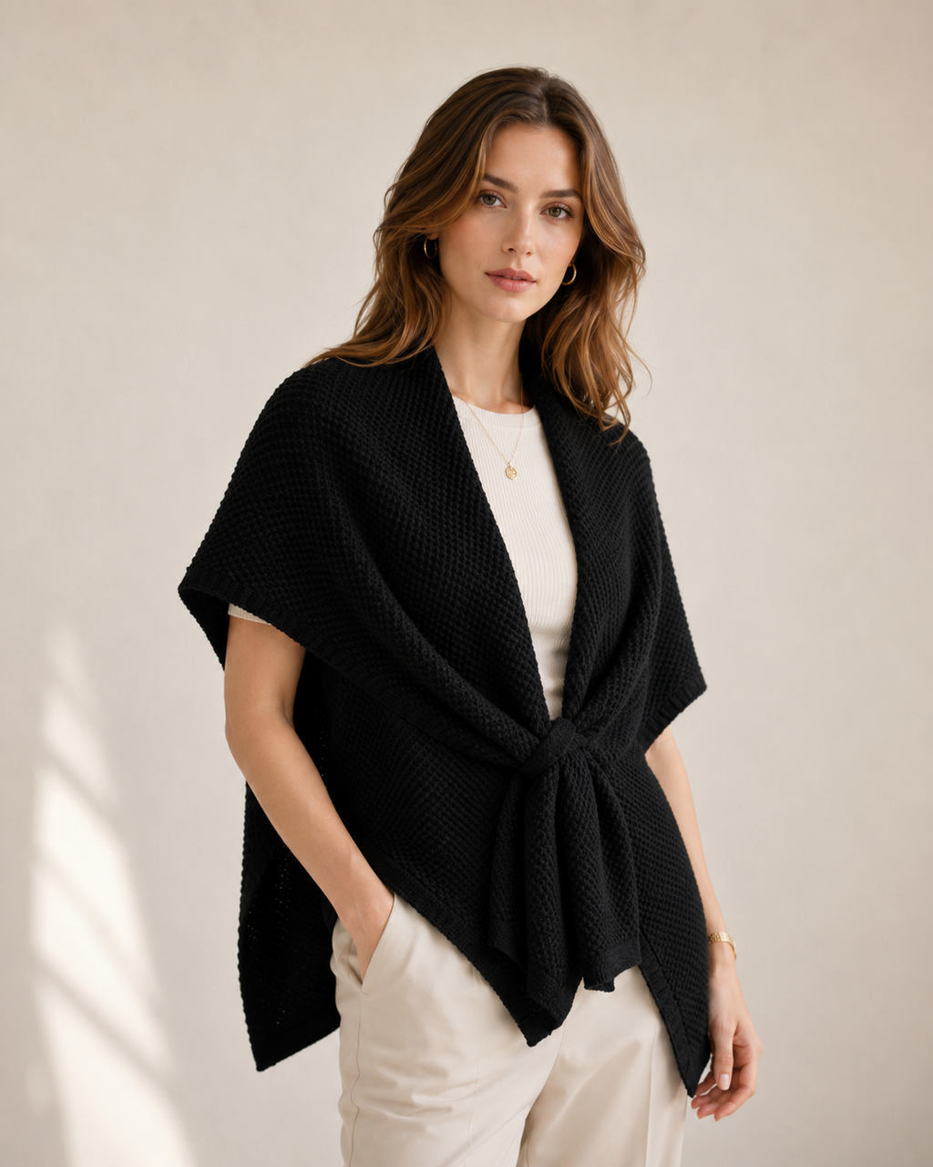 GAS-4335 Soft Knit Twist Poncho