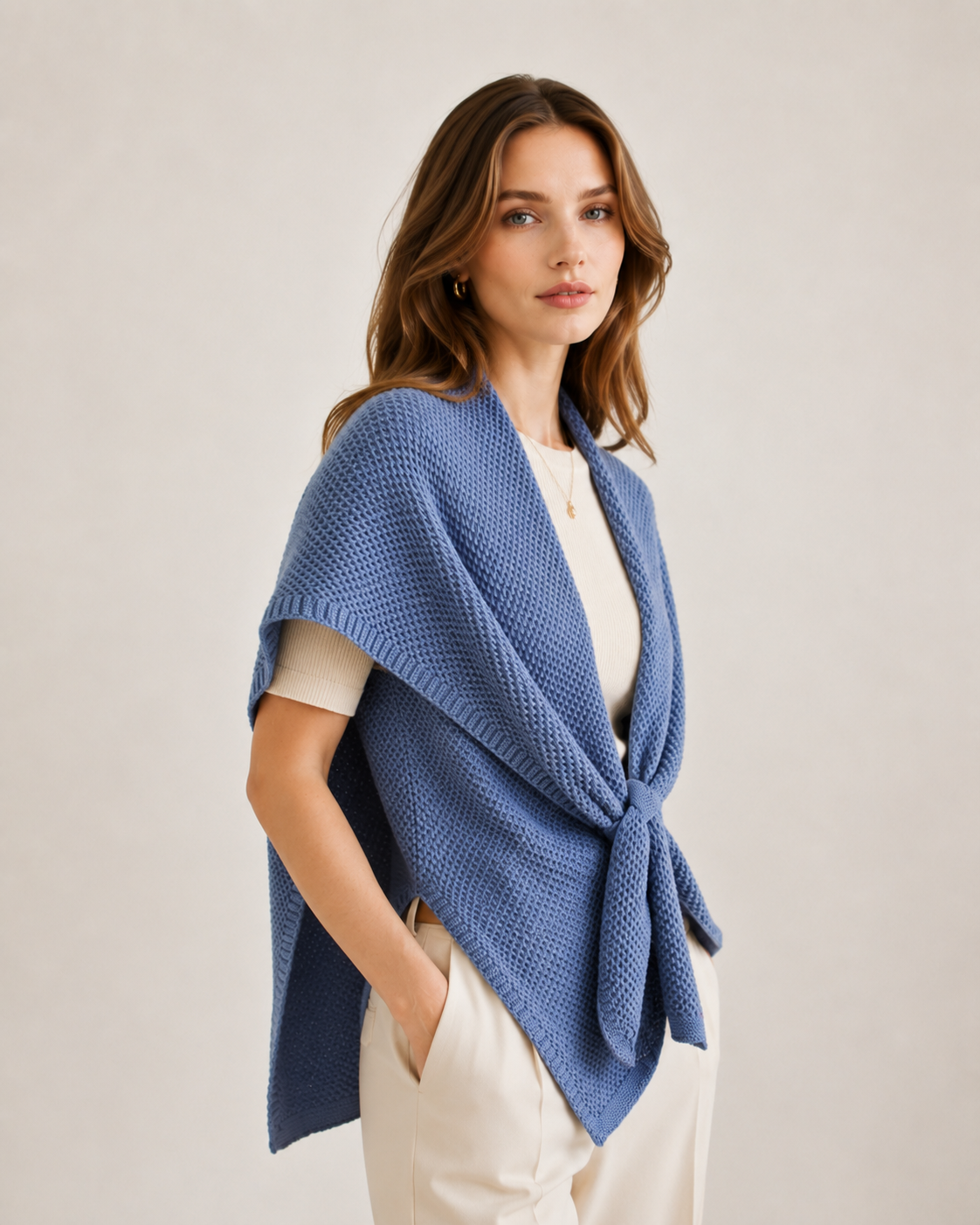 GAS-4335 Soft Knit Twist Poncho