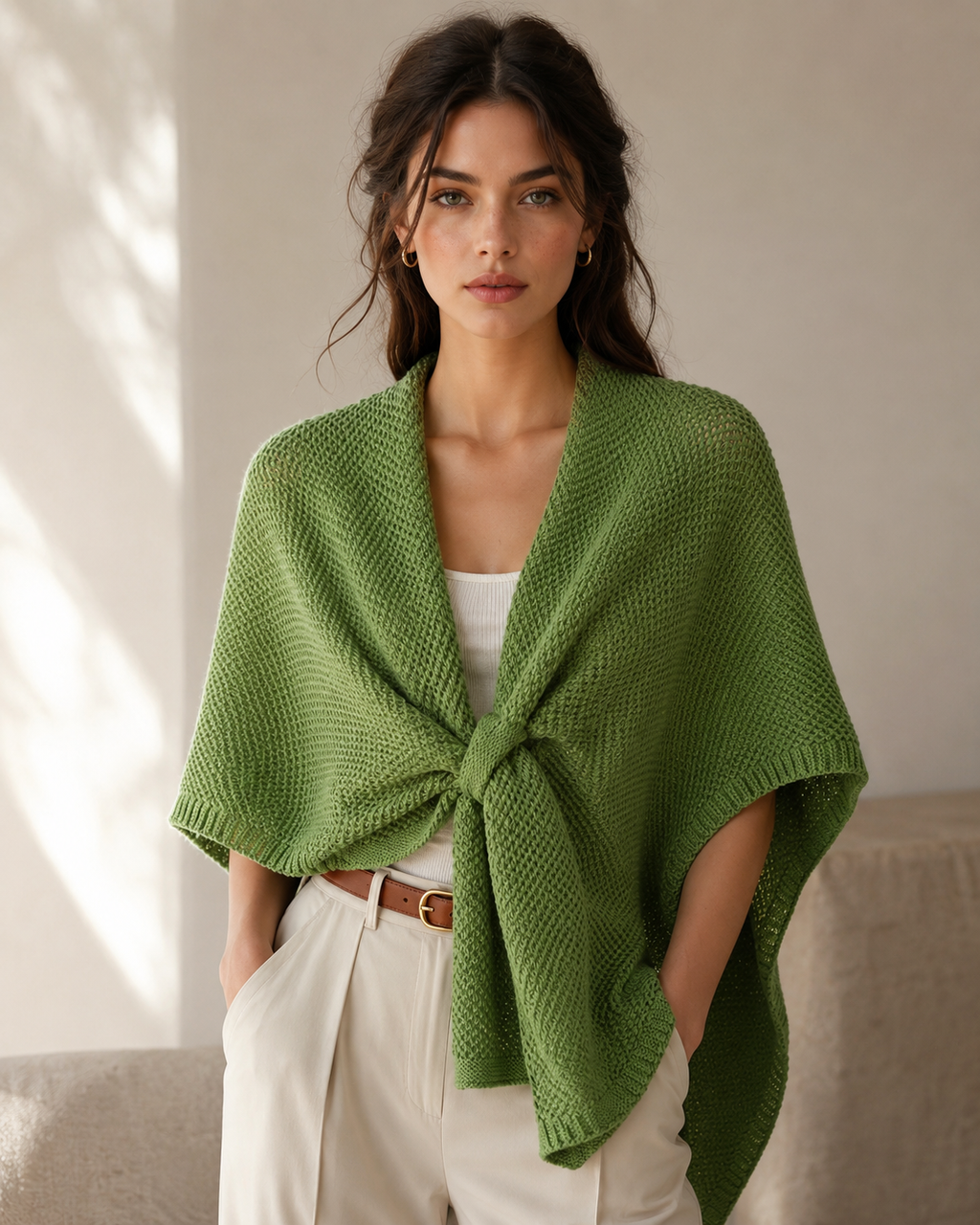 GAS-4335 Soft Knit Twist Poncho