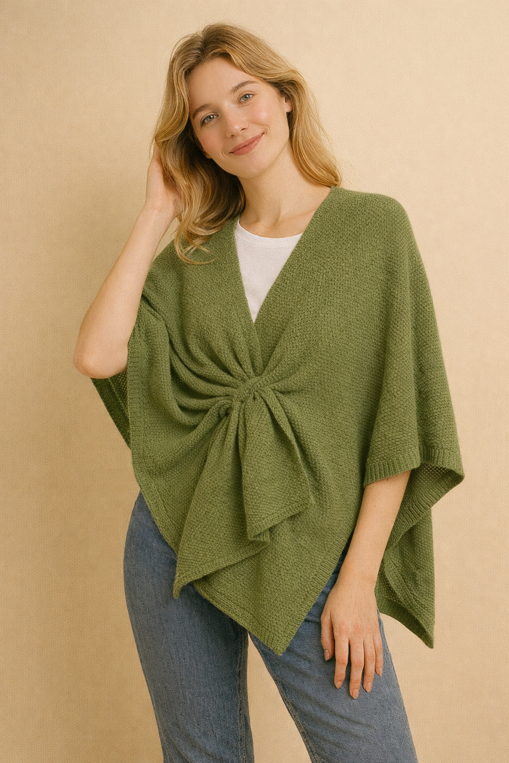 GAS-4335 Soft Knit Twist Poncho