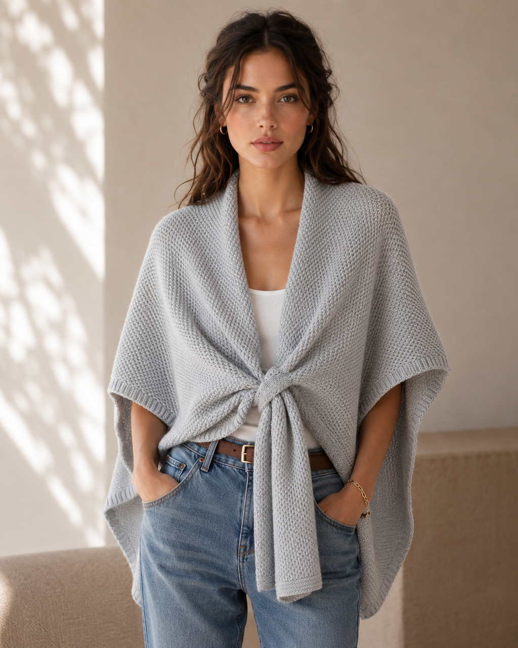 GAS-4335 Soft Knit Twist Poncho