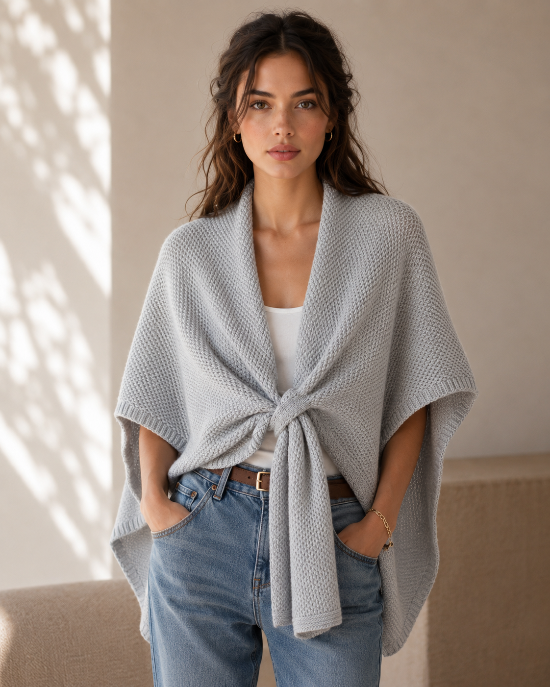 GAS-4335 Soft Knit Twist Poncho
