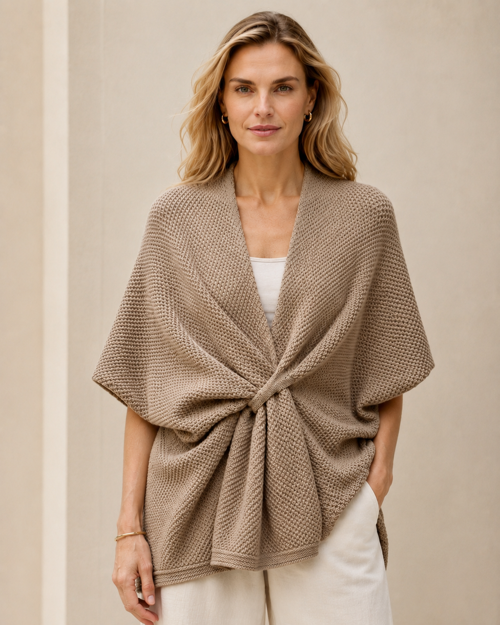 GAS-4335 Soft Knit Twist Poncho
