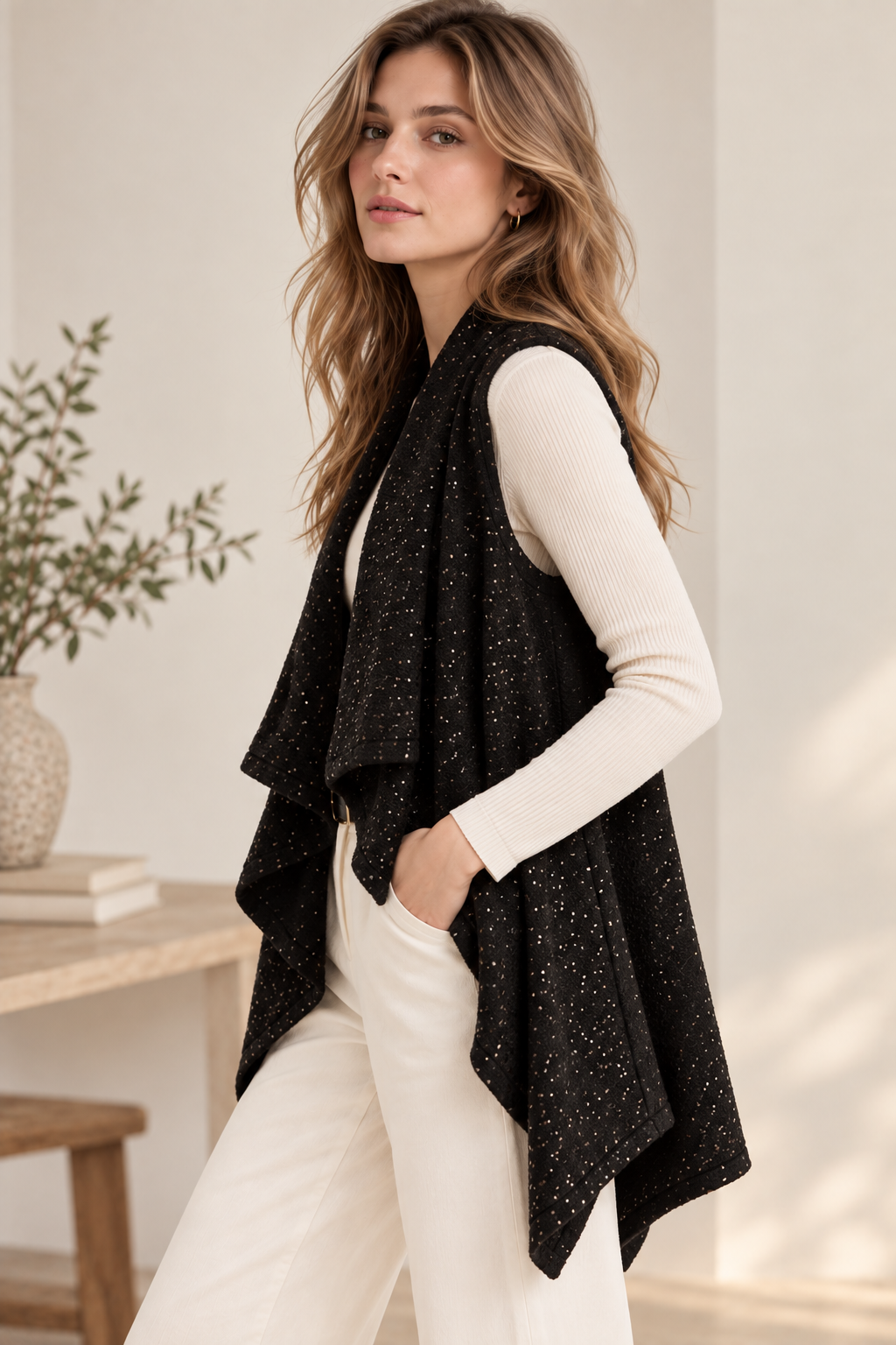 Sequin Knit Vest GAV-4353