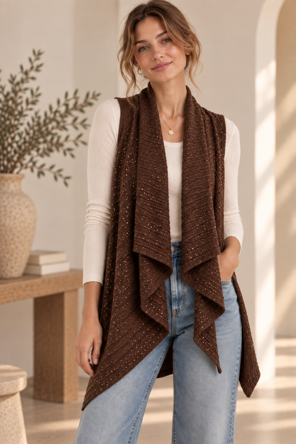 Sequin Knit Vest GAV-4353