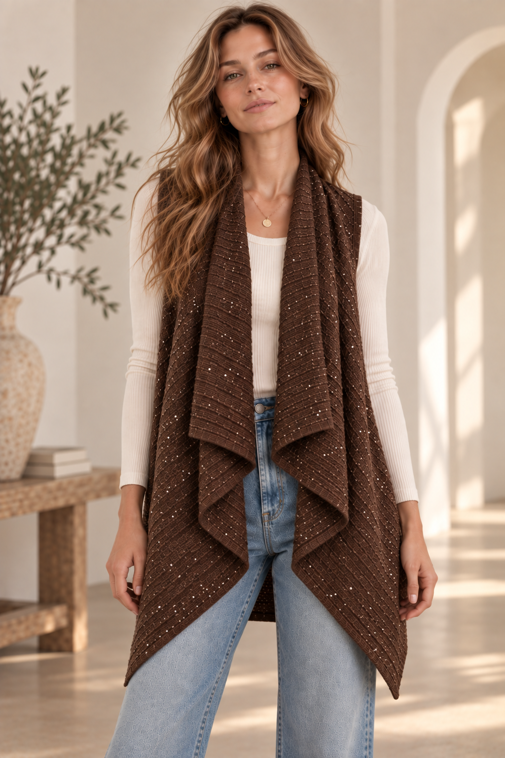 Sequin Knit Vest GAV-4353