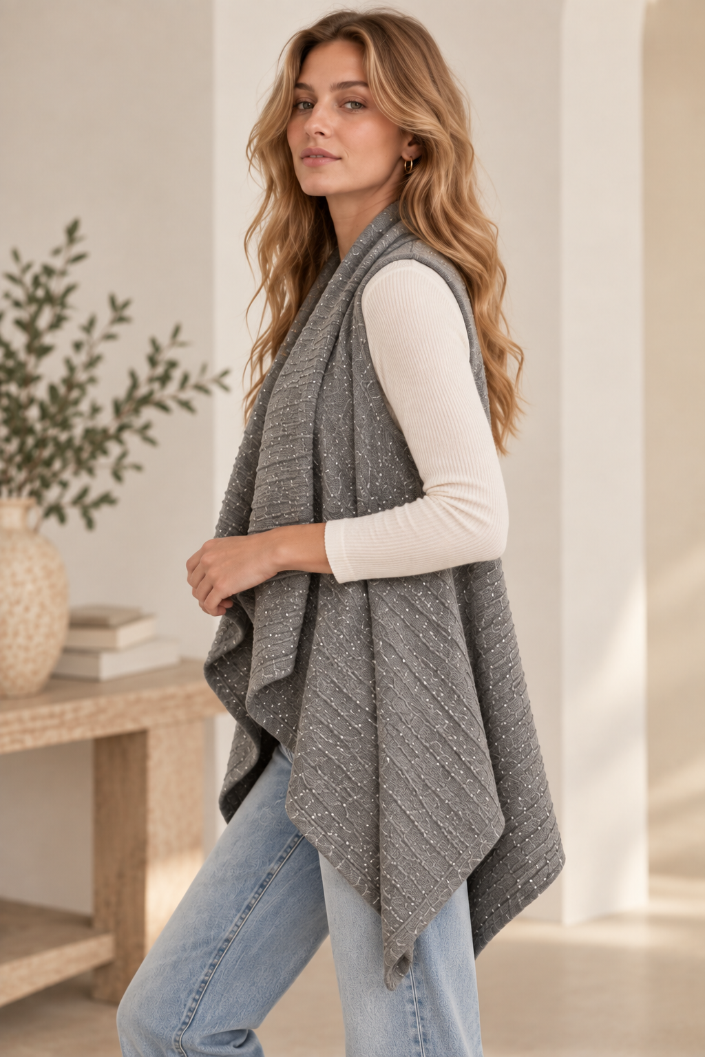 Sequin Knit Vest GAV-4353