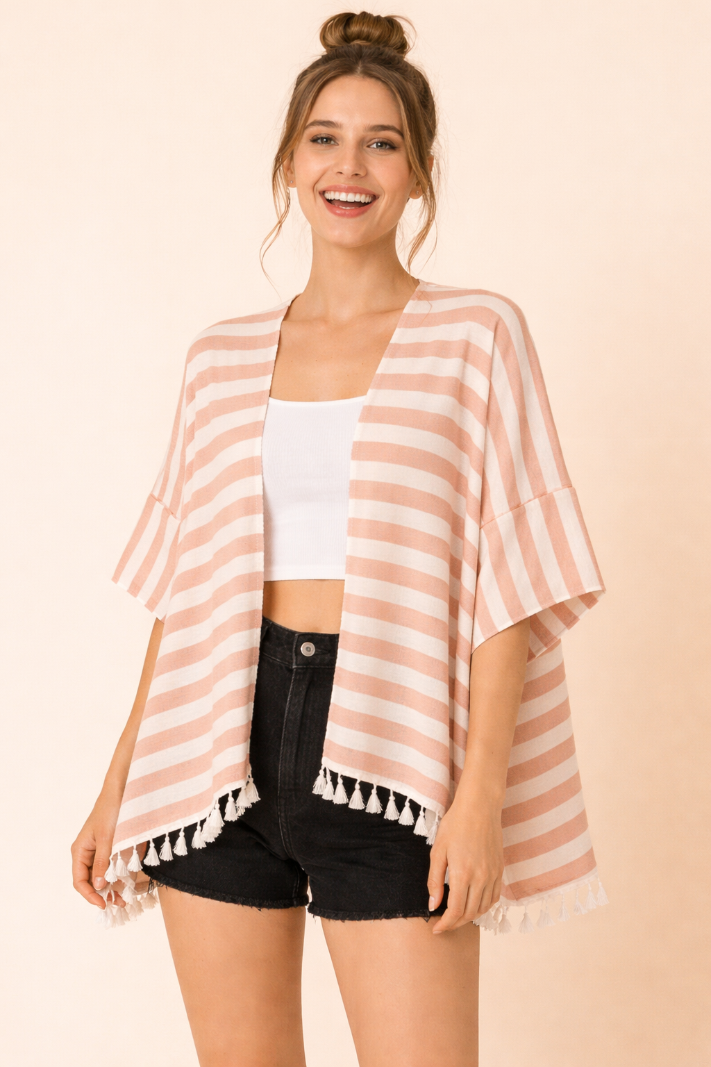 GPK-4336 Striped Tassel Kimono