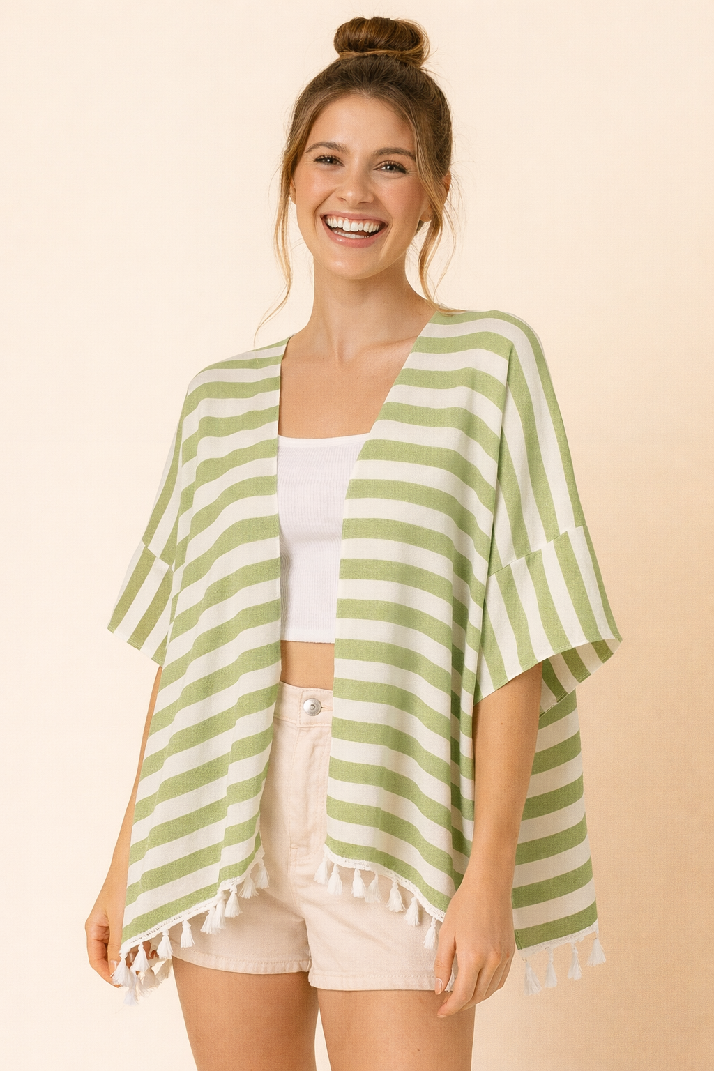 GPK-4336 Striped Tassel Kimono