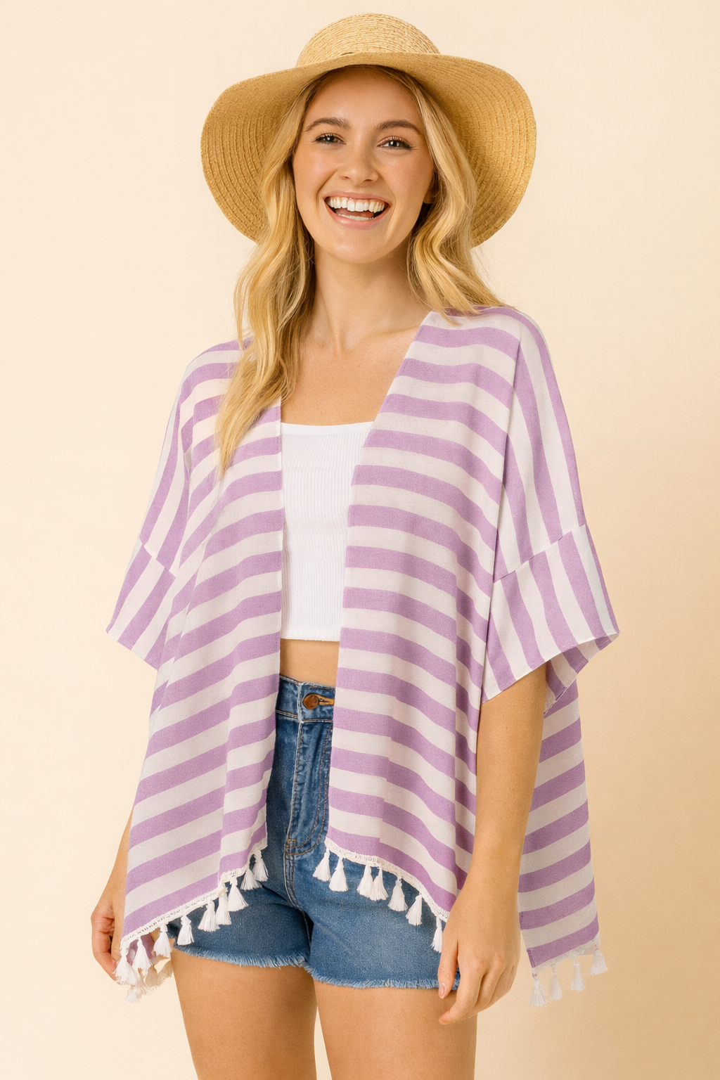 GPK-4336 Striped Tassel Kimono