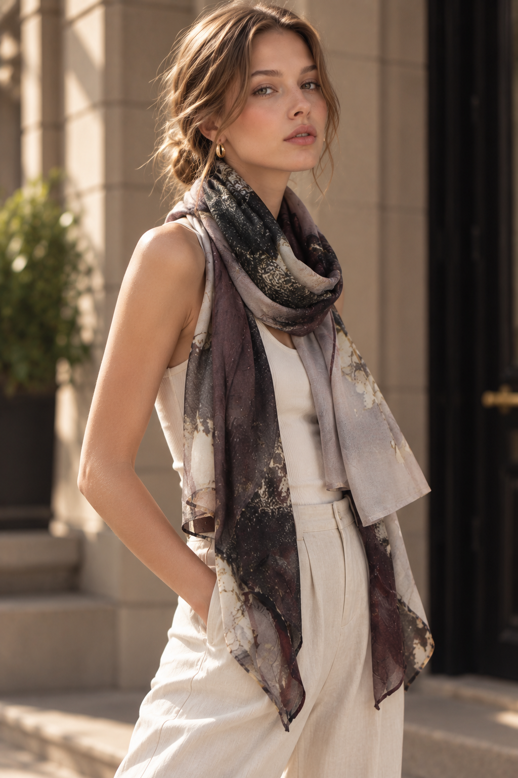 Watercolor Print Scarf GPO-4358