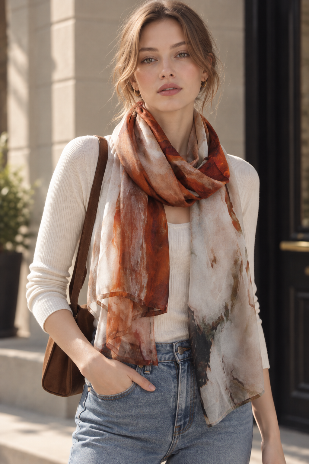 Watercolor Print Scarf GPO-4358