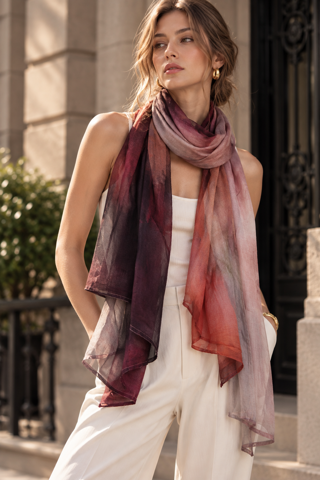 Watercolor Print Scarf GPO-4358