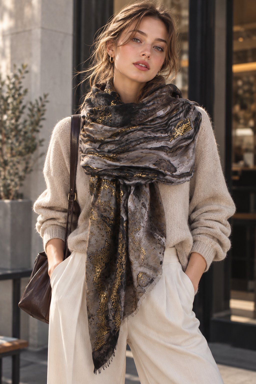 Marble Print Scarf GPO-4361