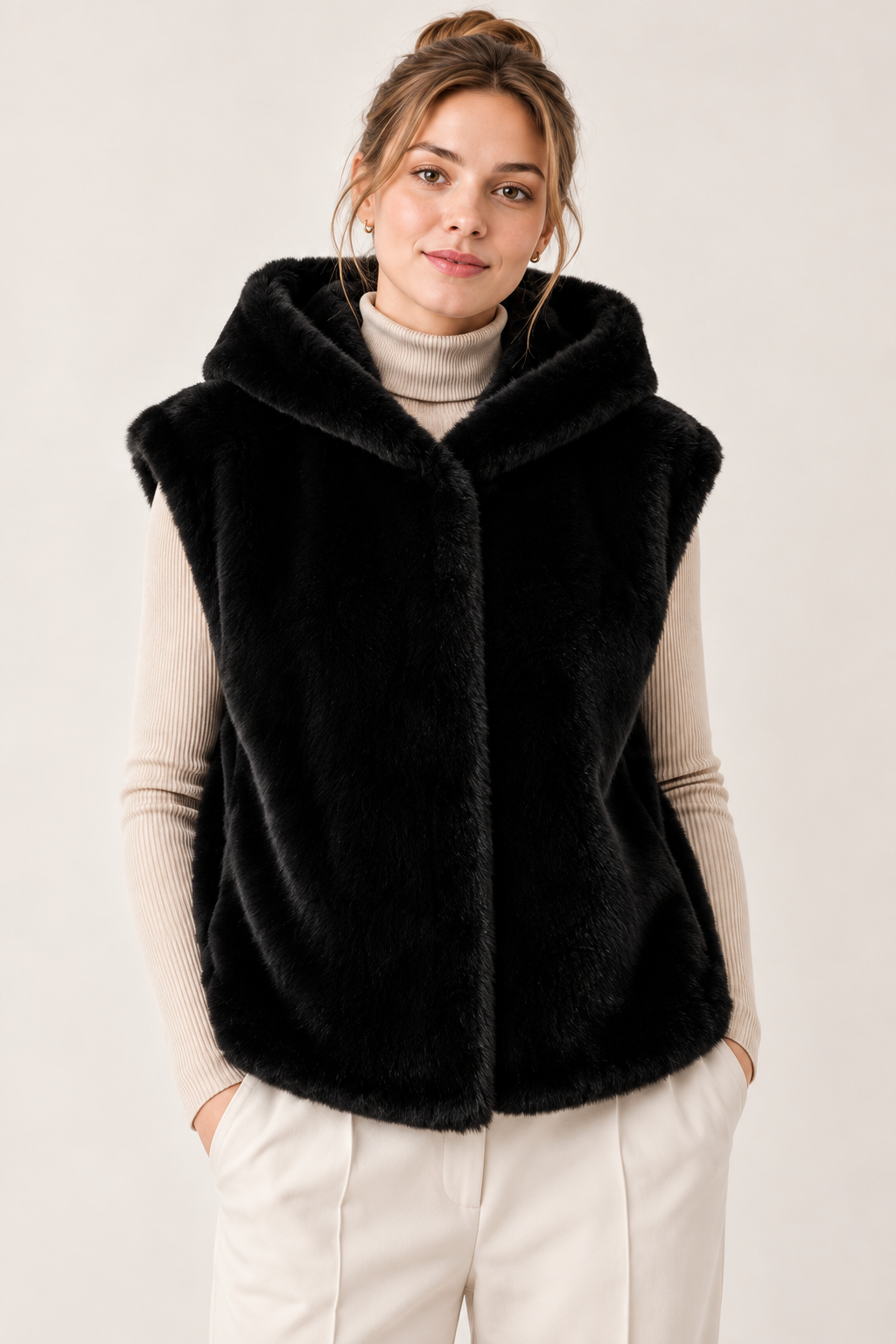 Faux Fur Hooded Vest GPV-4355