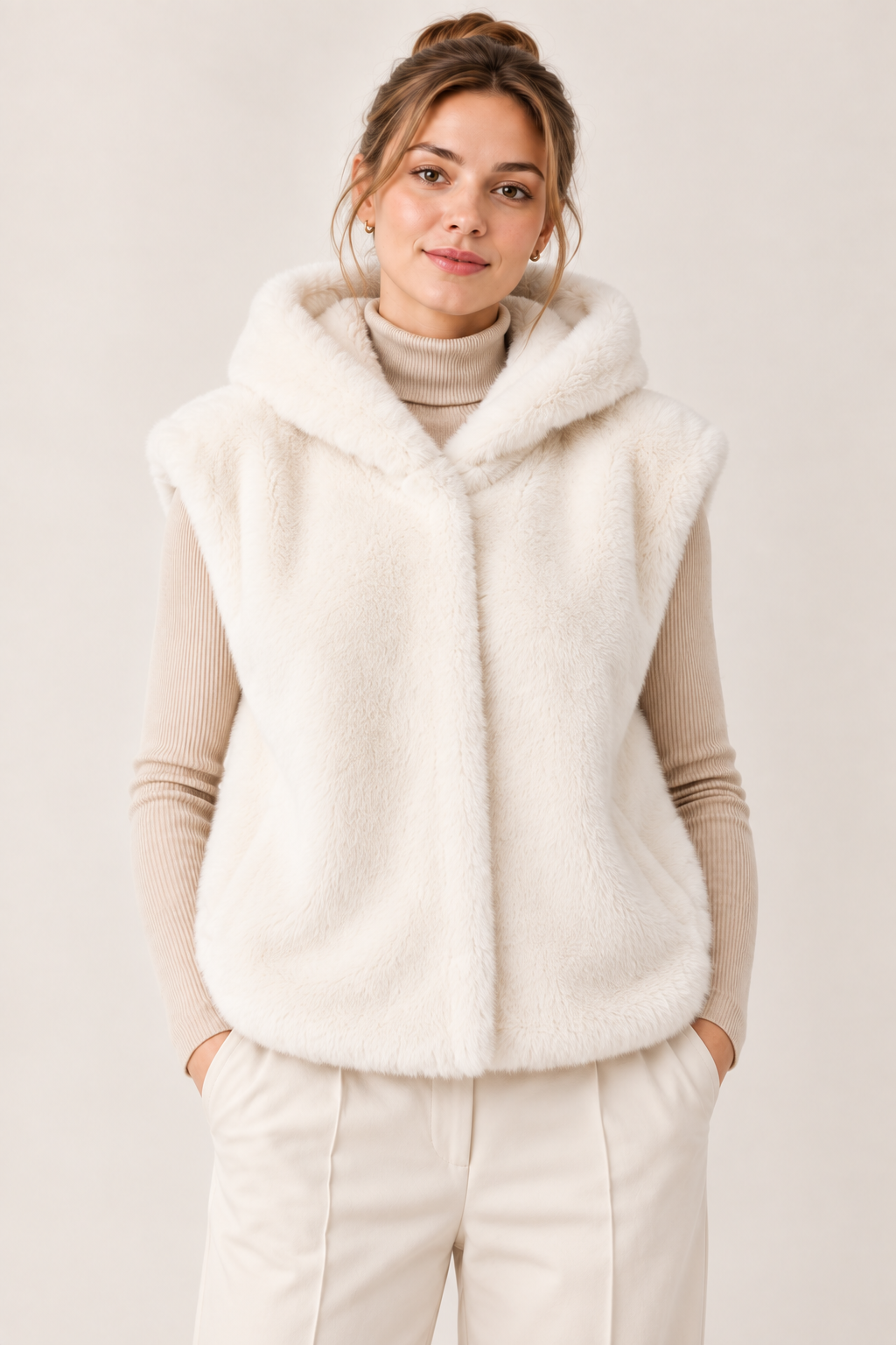 Faux Fur Hooded Vest GPV-4355
