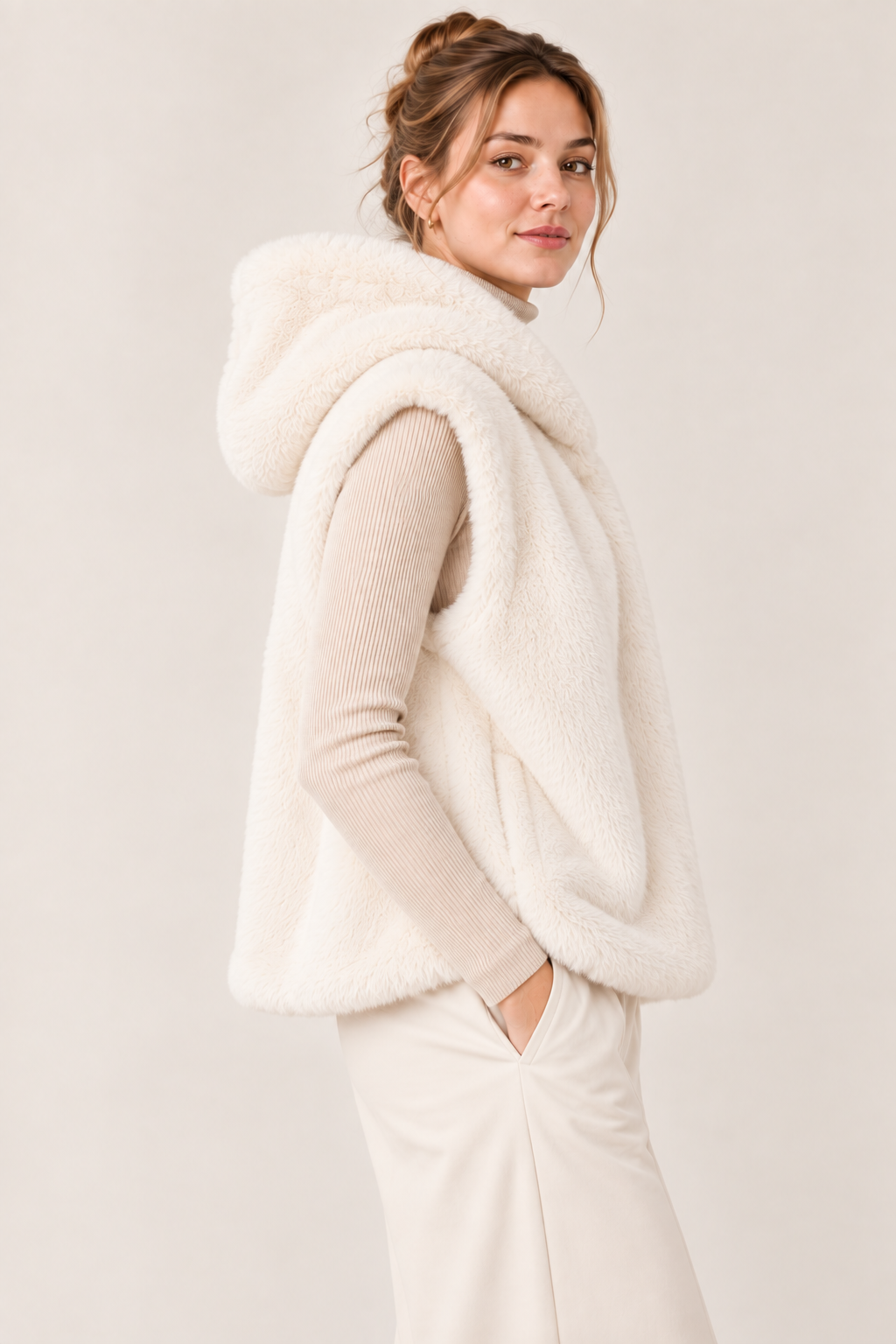 Faux Fur Hooded Vest GPV-4355