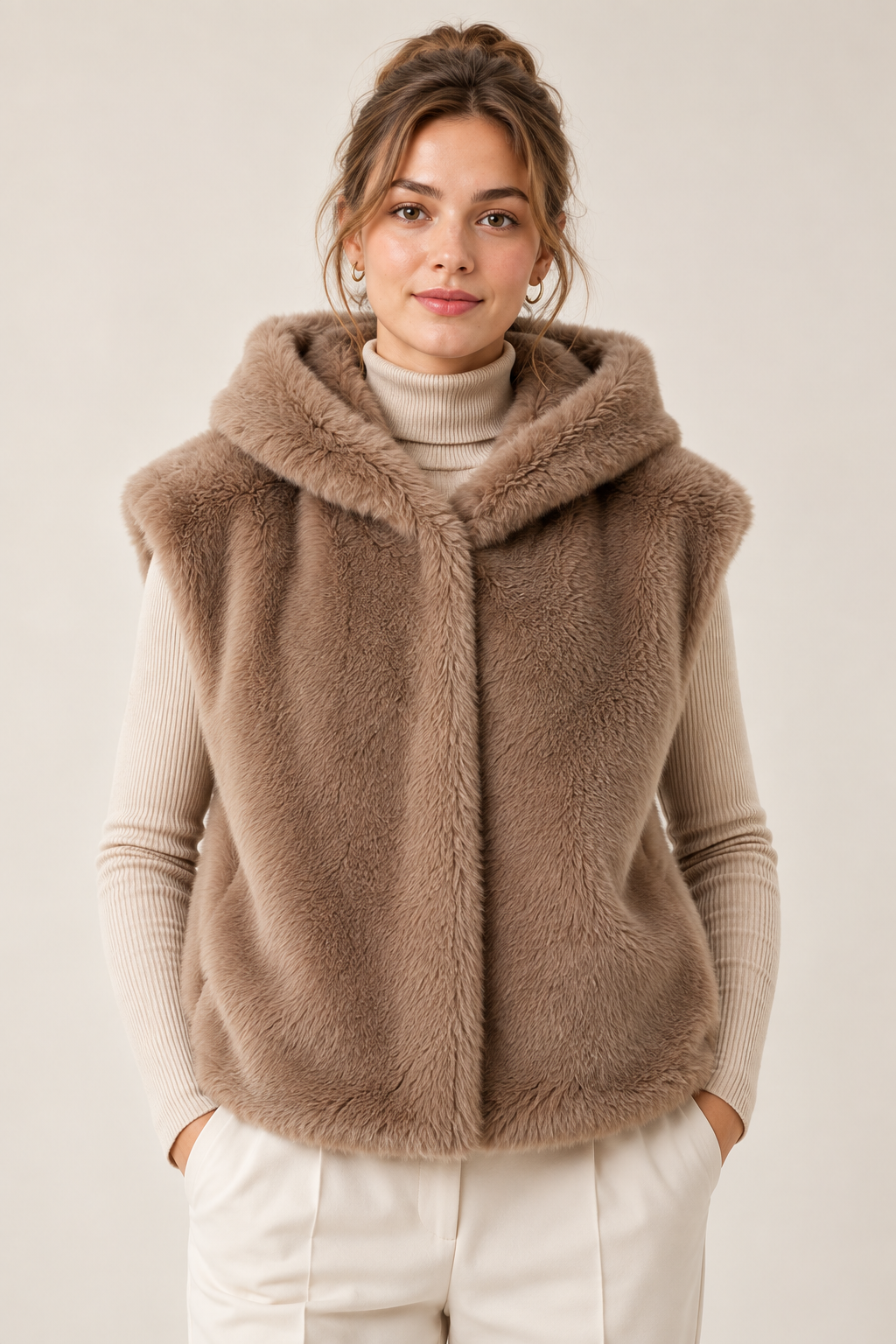 Faux Fur Hooded Vest GPV-4355